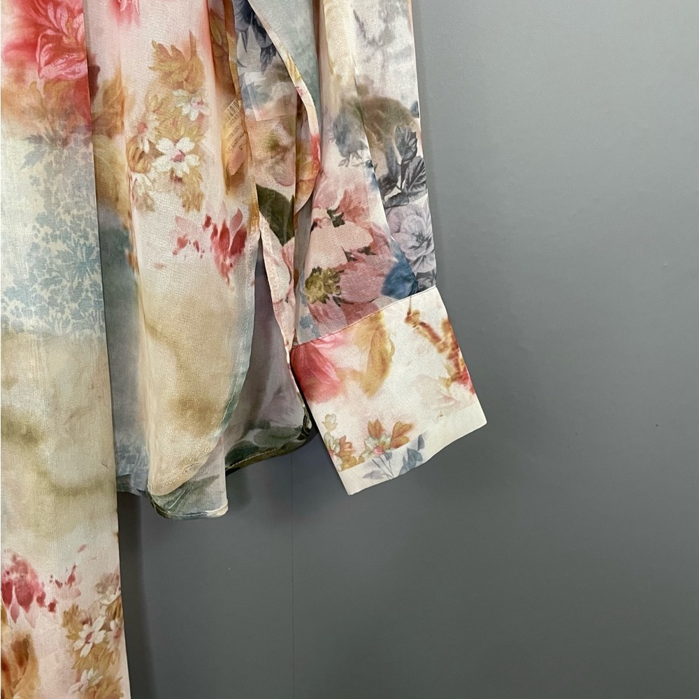 Zara Women's Floral Print Shirt with Tie NWT - Picture 6 of 16